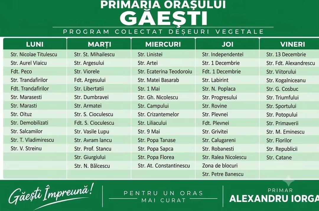 Program colectare deșeuri vegetale